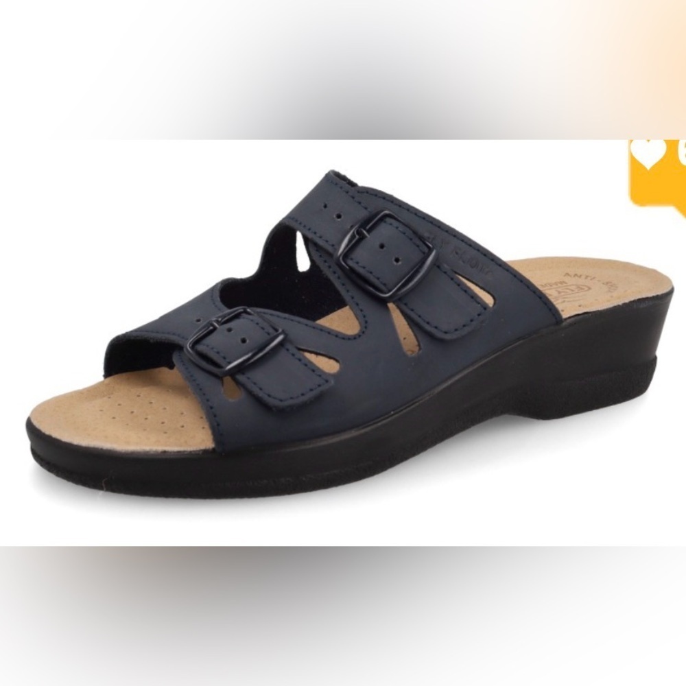 Fly Flot Women's Navy Wedge Sandals, sz 41 (US 9- see size chart)